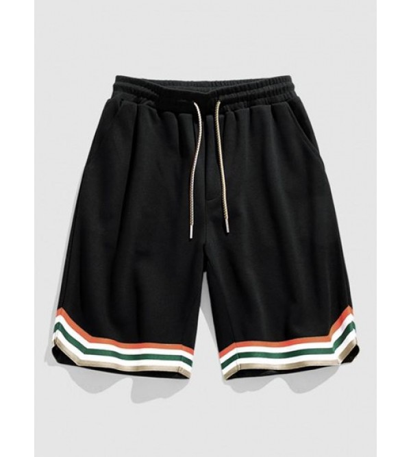 Rainbow Drawstring Striped Semi-sheer Shorts