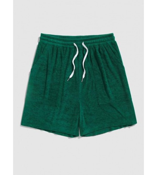 Terry Cloth Drawstring Pocket Shorts