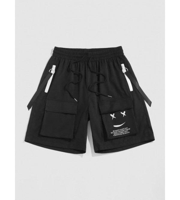 Smile Graphic Zip Cargo Shorts