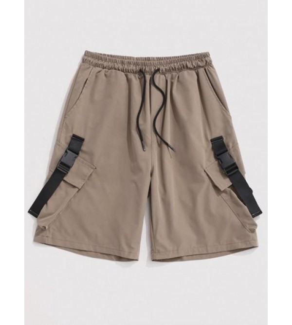 Streetwear Multi-Pocket Strap Drawstring Cargo Shorts