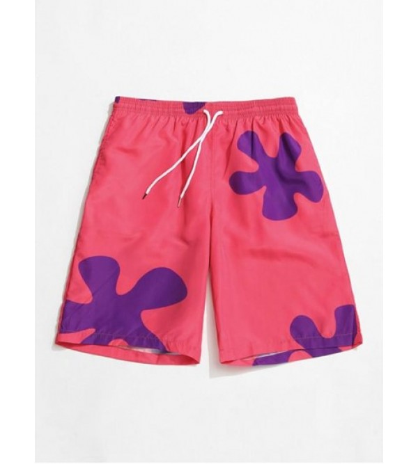 Floral Print Drawstring Board Shorts