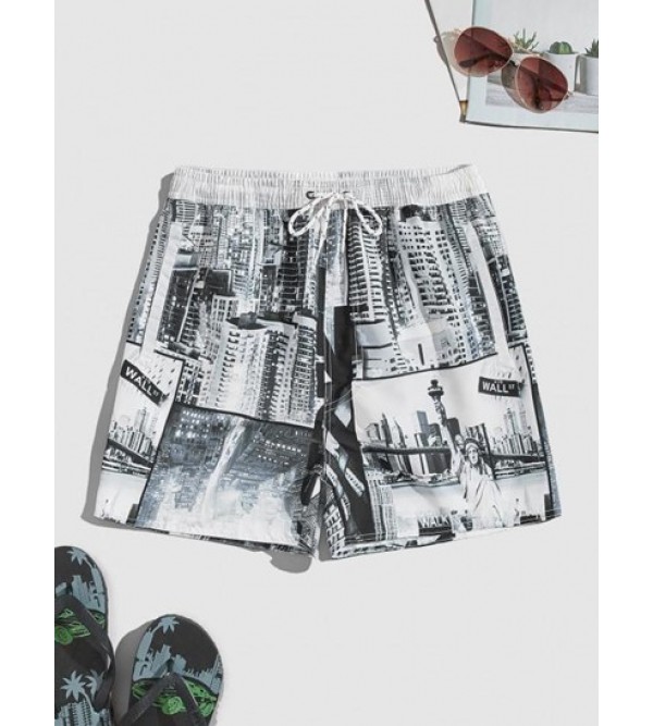 Architecture And Liberty Pockets Print Shorts