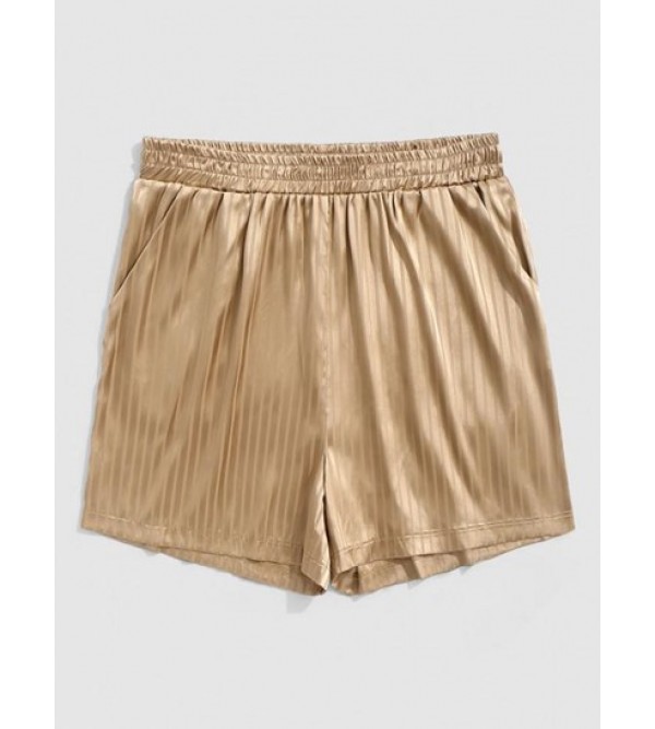 Vertical Stripe Silky Satin Shorts
