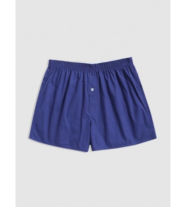 Solid Color Button Fly Casual Shorts