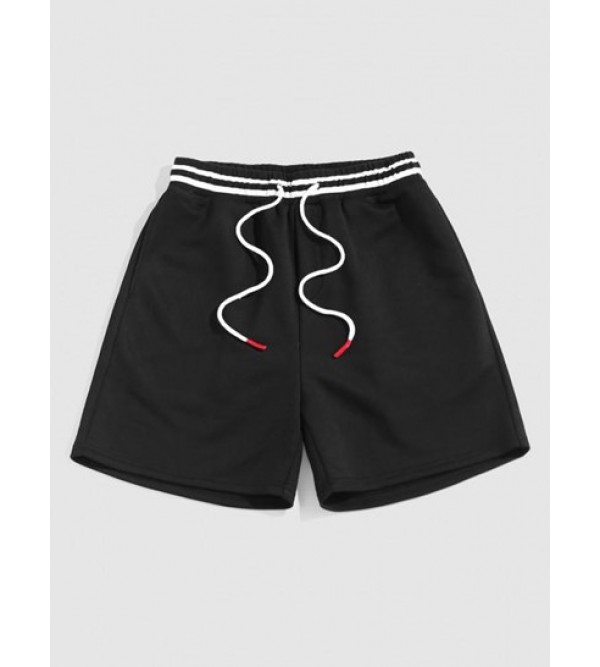 Streetwear Pure Color Drawstring Sweat Shorts