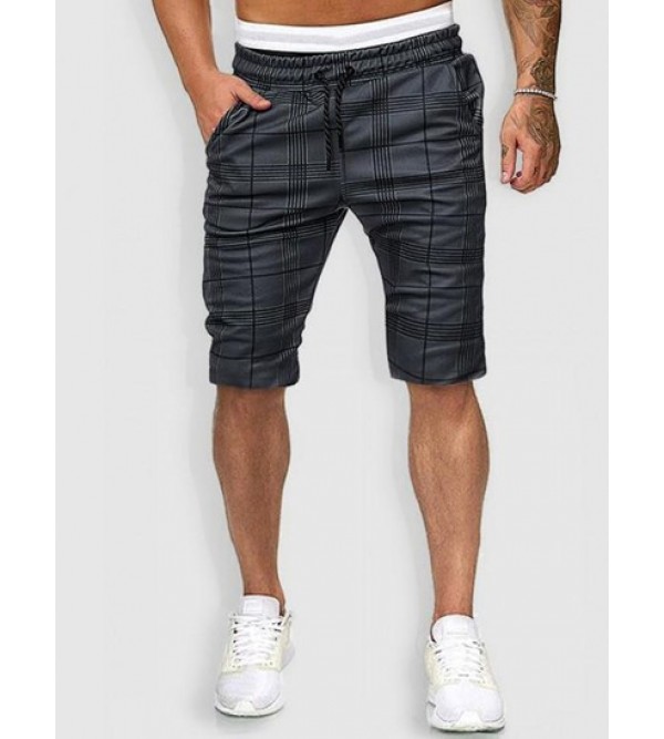 Plaid Pattern Casual Drawstring Shorts