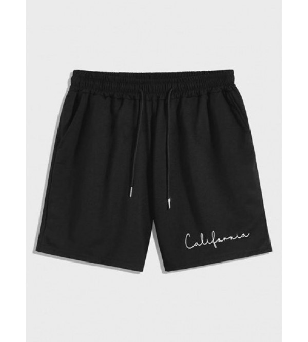 Handwriting California Letter Print Casual Shorts
