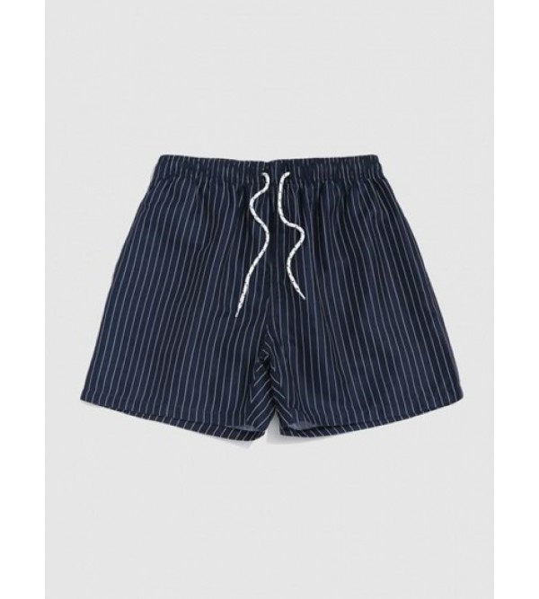 Pinstripe Pocket Drawstring Shorts