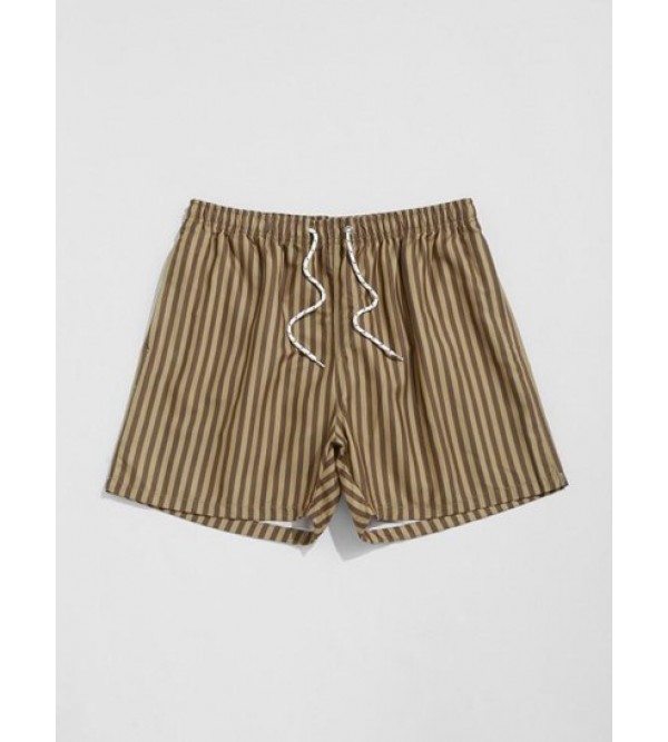 Striped Casual Drawstring Beach Shorts