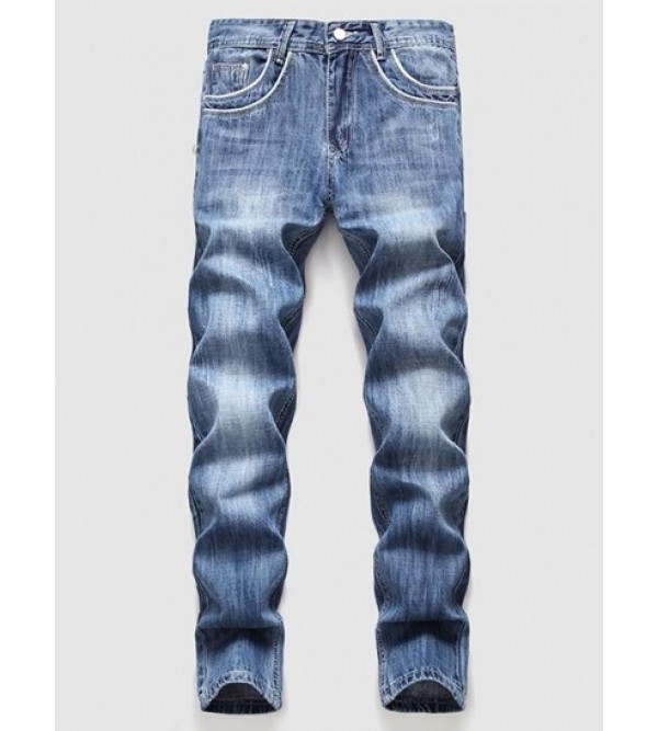 Contrasting Trim Scratch Jeans