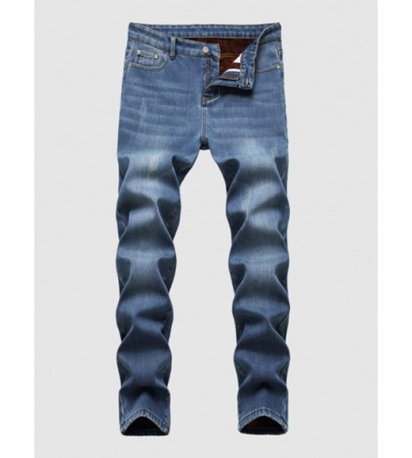 Faux Fur Lined Scratch Warm Jeans