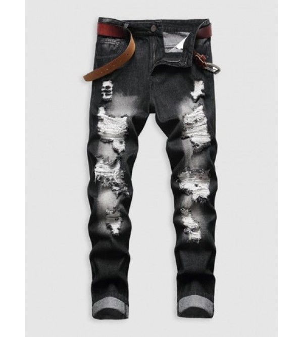 Faded Distressed Pocket Jeans