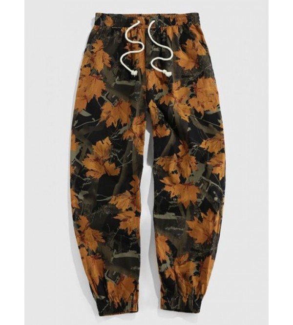 Maple Leaves Print Casual Pants
