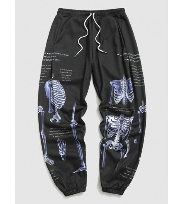 Y2K Aesthetic Skeleton Letter Graphic Print Jogger Sweatpants