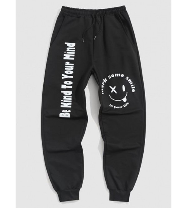 Mark Your Naughty Smile Slogan Jogger Graphic Sweatpants