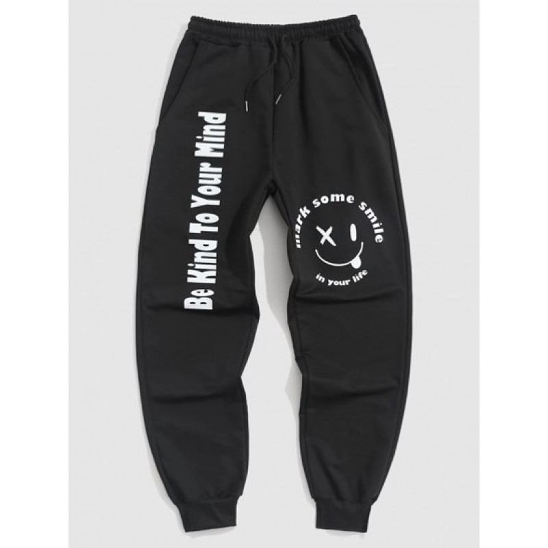 Mark Your Naughty Smile Slogan Jogger Graphic Sweatpants