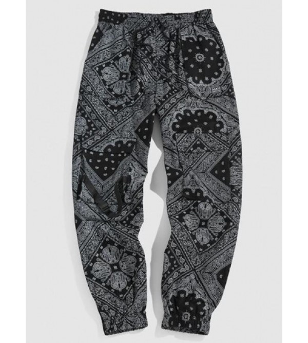 Y2K Aesthetic Streetwear Paisley Bandana Print Cargo Pants
