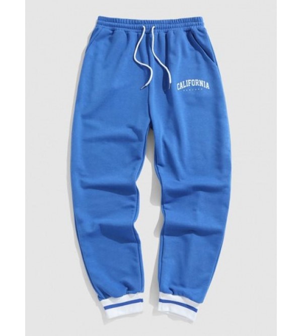 Letter CALIFORNIA Printed Drawstring Jogger Pants