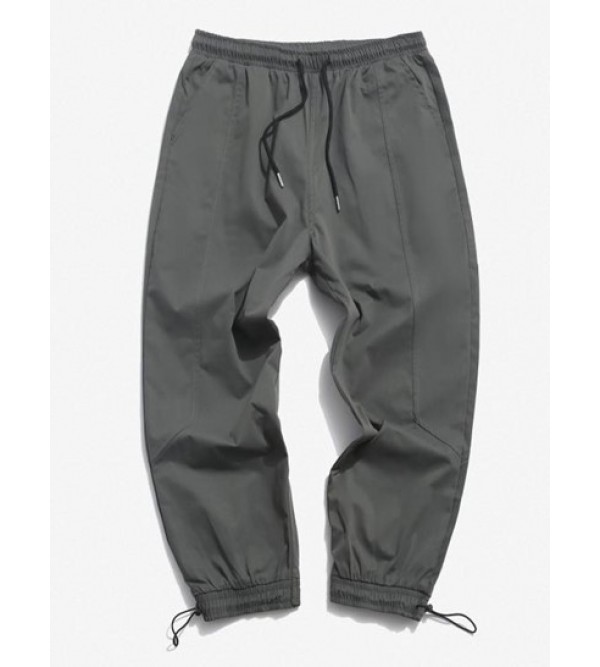 Letters Print Toggle Drawstring Cropped Casual Pants