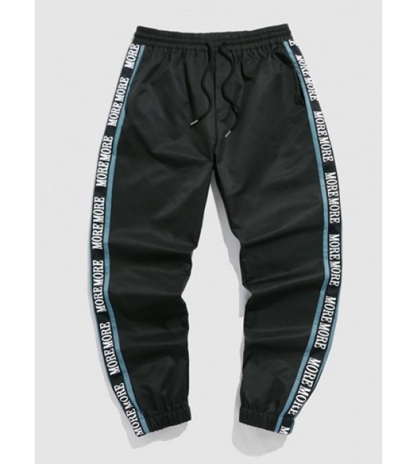 Color Spliced Letter Printed Drawstring Jogger Pants