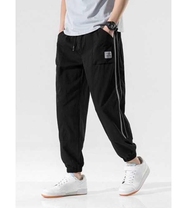 Reflective Trims Letter Patched Pants