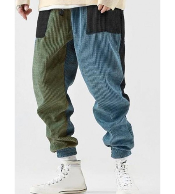 Colorblock Corduroy Jogger Pants