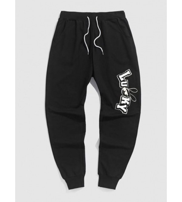 Letter Rabbit Graphic Pattern Sports Sweatpants