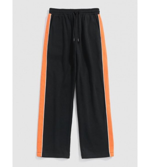 Color Spliced Straight Leg Fleece-lined Pants