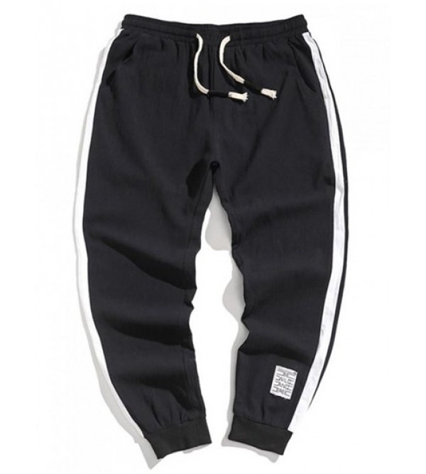 Color Spliced Elastic Waist Jogger Pants