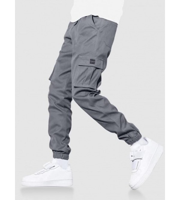 Solid Color Pockets Beam Feet Streetwear Cargo Pants