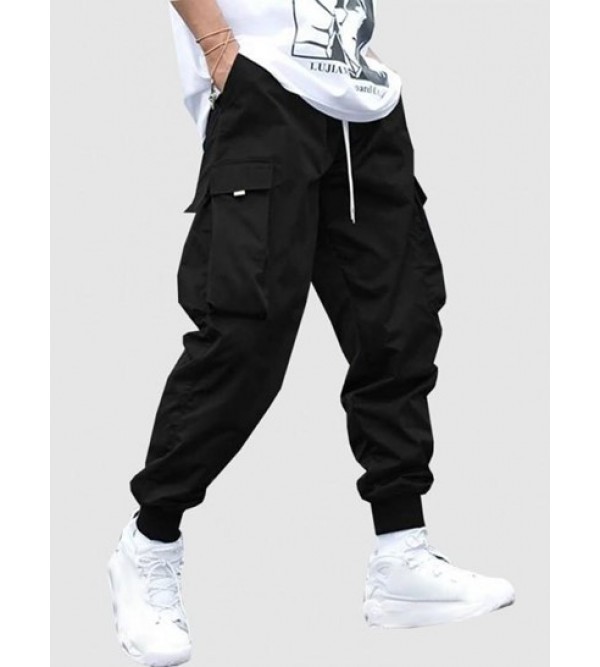 Flap Pocket Drawstring Techwear Cargo Pants