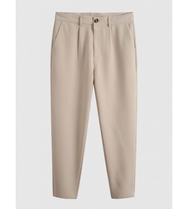 Ruched Solid Color Tapered Work Pants