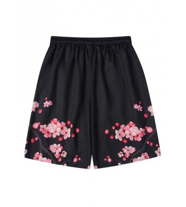 Floral Print Summer Drawstring Shorts