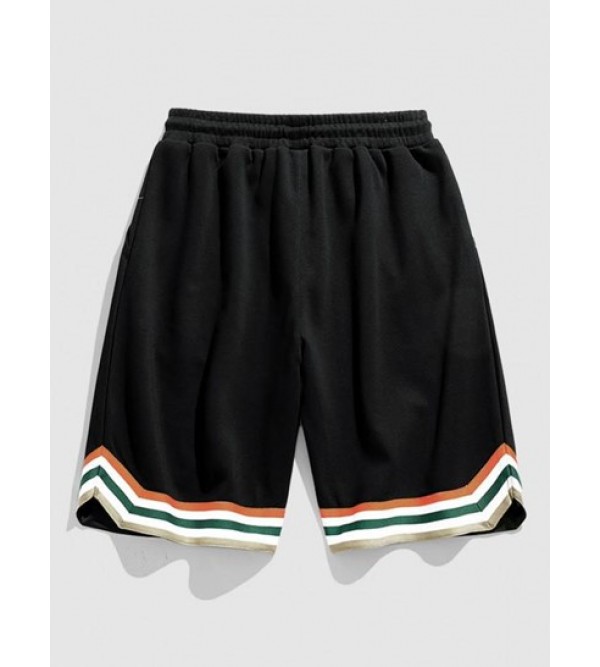 Rainbow Drawstring Striped Semi-sheer Shorts
