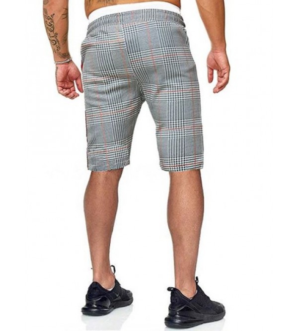 Houndstooth Print Drawstring Casual Shorts