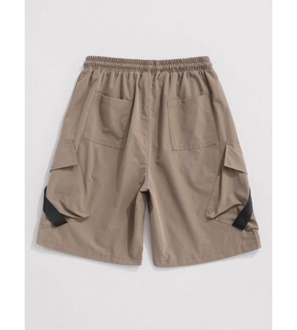Streetwear Multi-Pocket Strap Drawstring Cargo Shorts