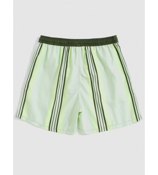 Striped Print Drawstring Vacation Shorts