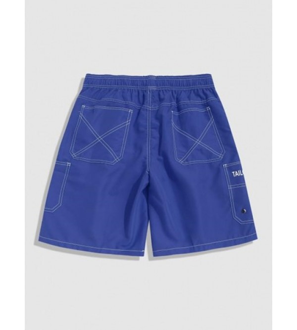 Multi Pockets Stitching Patched Drawstring Cargo Shorts