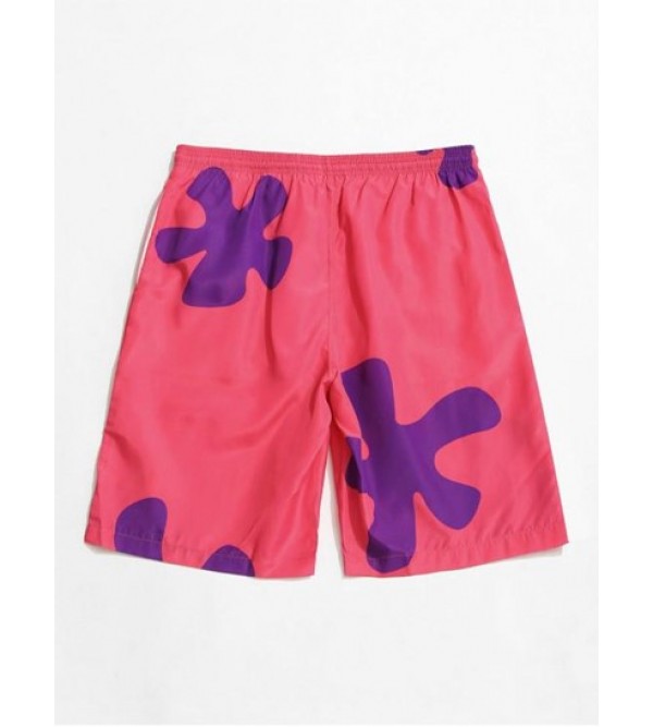 Floral Print Drawstring Board Shorts