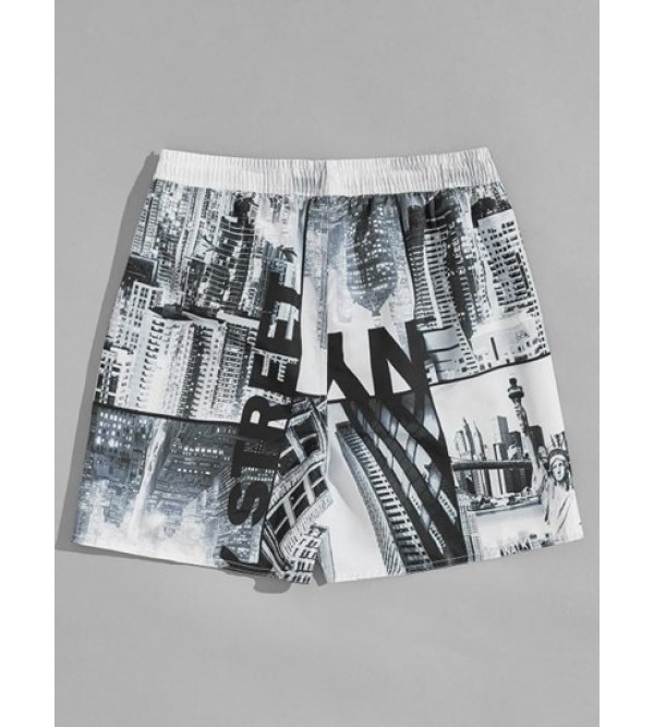 Architecture And Liberty Pockets Print Shorts