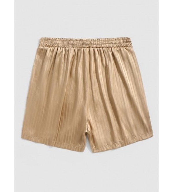 Vertical Stripe Silky Satin Shorts