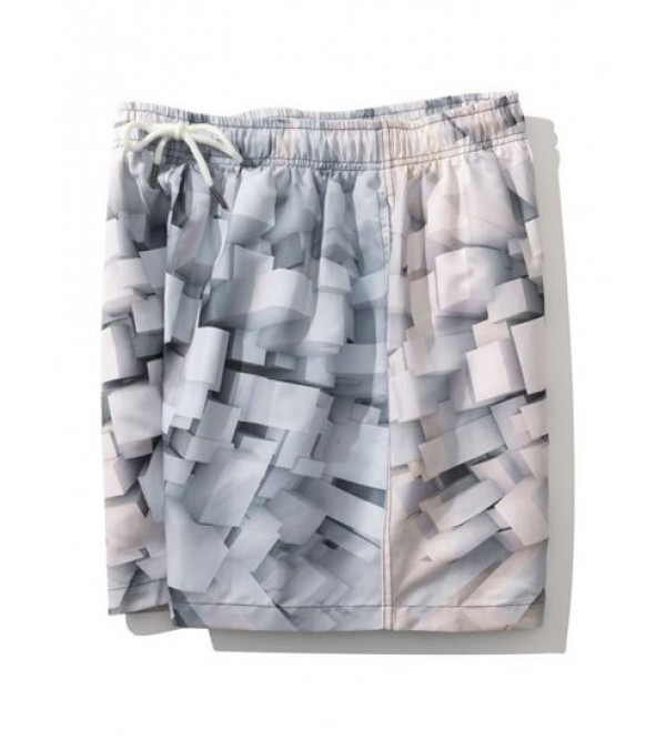 Cubist Geometric 3D Pattern Shorts
