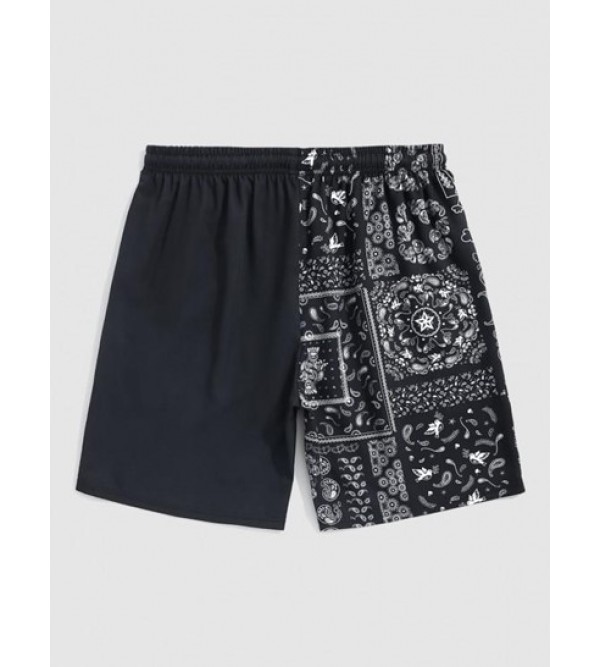 Japanese And Paisley Pattern Drawstring Beach Shorts