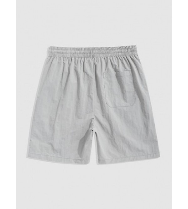 LOS ANGELES Embroidery Drawstring Casual Shorts