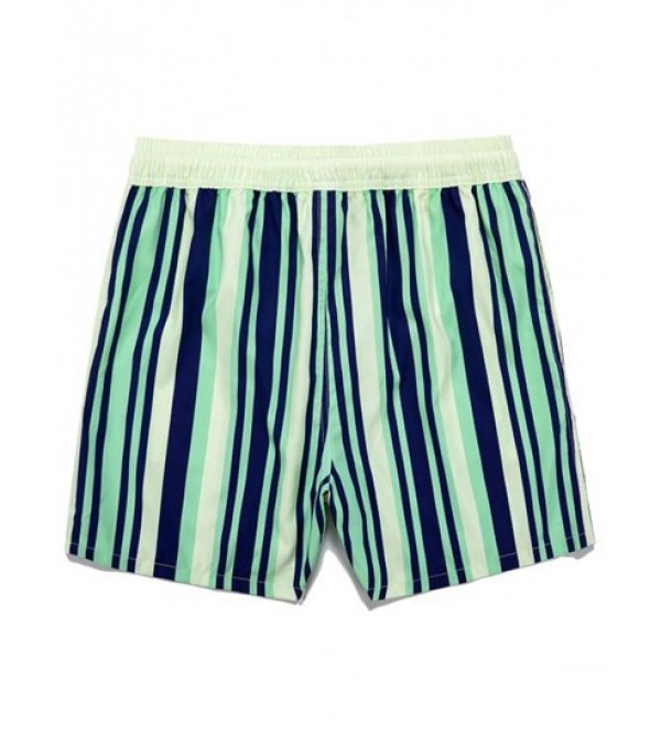 Vertical Stripe Print Casual Pocket Beach Shorts