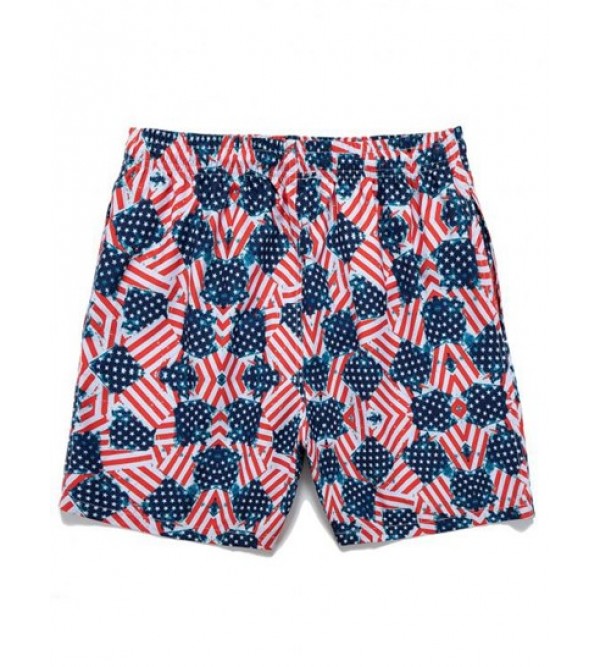Drawstring Pockets American Flag Casual Shorts