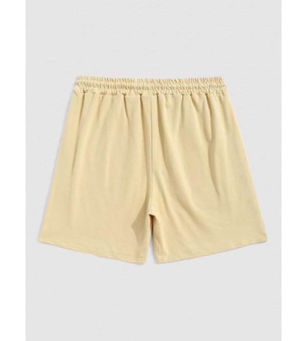 Plum Blossoms And Chinese Characters Print Shorts