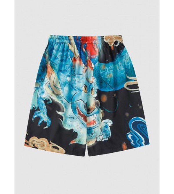 Chinese Dragon Drawstring Beach Shorts