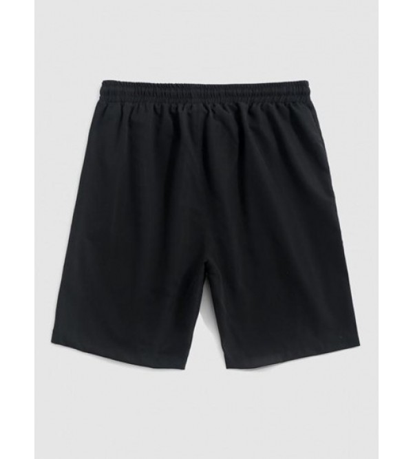 Casual Solid Color Drawstring Pockets Shorts