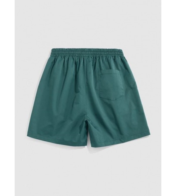 Label Design Solid Color Drawstring Shorts